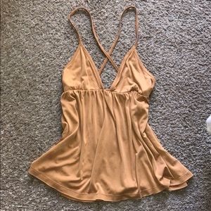 Free People Camel Crisscross Tank Top